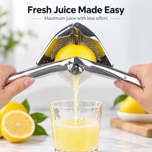 Zinc Alloy Manual Lemon Squeezer with Ergonomic Long Handle