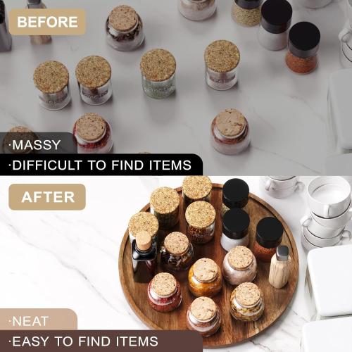 VERTORGAN Lazy Susan Bamboo Organizer for Kitchen,Cabinet(Large)