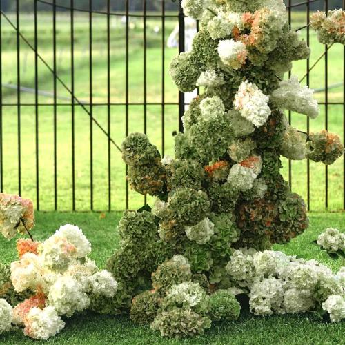 Coferset 4pcs Lifelike Real Touch Hydrangea Artificial Flowers,Olive Green