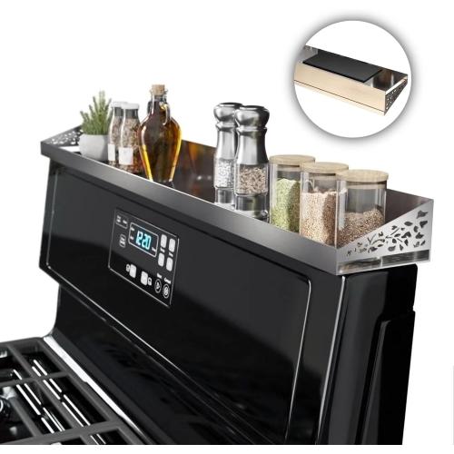 STUTOV 30 Magnetic Stove Top Shelf – Stainless Steel Spice Rack and Seasoning Organizer – Kitchen Shelf for Back of Stove – Over Stove Rack and Storage Organizer