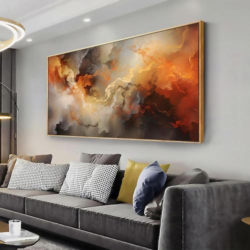 VHMING Abstract Wall Art Framed Ready to Hang Home Decor Orange White Artwork Wall Art Prints Canvas Painting Large Size for Living Room Bedroom Office Decoration 30x60