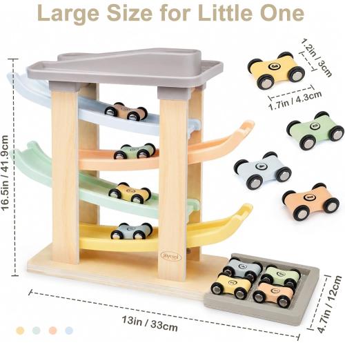 Joyreal Montessori Toddler Toys for 1  Year Old Boys Girls Wooden Car Ramp