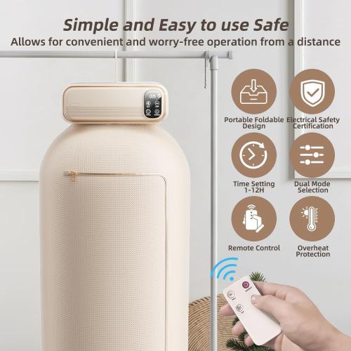 Portable Clothes Dryer, Mini Laundry Dryers with Remote Control, Portable Dryer for Apartments, RVs, Hotels, Small Spaces, Great for drying underwear, socks, swimwear for travel, no wrinkles