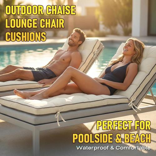 2 Pack 80x26 Inch Folding Chaise Lounge Cushion Quick Dry (Gray) | Outdoor Sun Lounger Seat Pad with Shredded Foam for Patio Furniture, Deck Chairs, Poolside