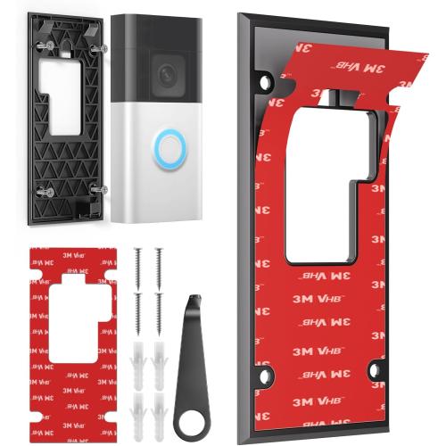 No Drill Doorbell Mount for Ring Battery Doorbell (2024 Release) - Strong Adhesive Mounting Plate, Renter Friendly Apartment & Office Video Doorbell Holder Bracket, Easy Install Accessories Kit