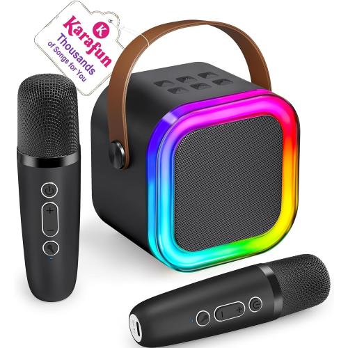 Mini Karaoke Machine for Kids, 2026 TOP Toys Easter Birthday Gifts Ideas for Girls Ages 4, 5, 6, 7, 8, 9, 10, 12  Years Old, Portable MP3 Player with 2 Wireless Mics for Family Home Party