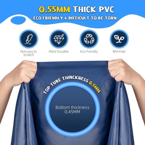Non-Slip Splash Pad for Kids and Dog, 80 Extra Large Baby Play Mat, Dog Pool Toys, Thicken Sprinkler Pool Summer Outdoor Water Toys for Ages 3-12 Boys Girls, Parent-Kids &Games Fun Backyard (Blue)