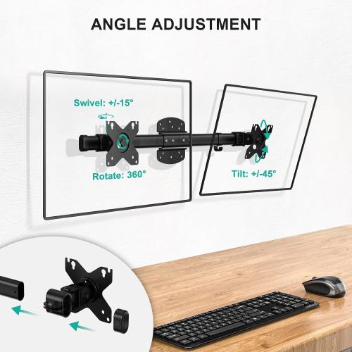 WALI Dual Monitor Wall Mount for 13-27 inch Screens, up to 22lbs