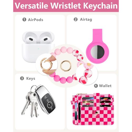 Wristlet Wallet for Women, Keychain Wallet with AirTag Holder
