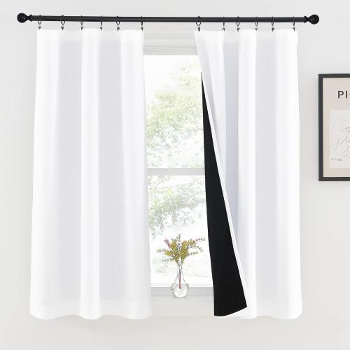 NICETOWN White Kitchen Blackout Curtains 37 x 45 inches Long for Window