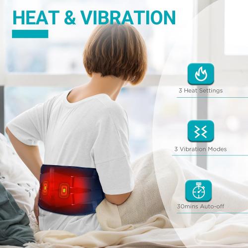 Comfytemp Cordless Heating Pad with Massager for Back FSA Eligible HSA Blue