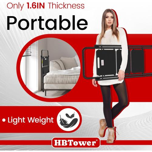 HBTower Step Ladder, Folding Step Stool with Wide Anti-Slip Pedal, Sturdy Steel Ladder, Convenient Handrail, Lightweight, Portable Steel Step Stool