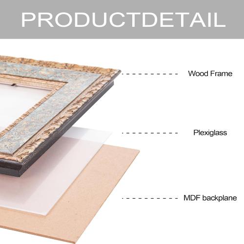 ArtXO Antique 18x24 Picture Frame,2.75 Wide Wooden Vintage Ornate Photo Frame 18 by 24 In,Gallery WAll Art Decor,Bronze Gold & Aquamarine 5