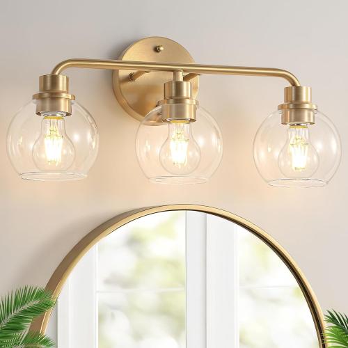 Bathroom Light Fixtures Gold Vanity Light 3 Light Brushed Brass