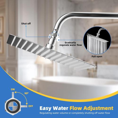 Hibbent All Metal 1 Pack Shower Head Flow Control Valve, G1/2 Brass Shut-off Valve with Metal Handle Lever, Shut OFF Water Flow Control Regulator for Handheld Shower, or Bidet Sprayer, Chrome