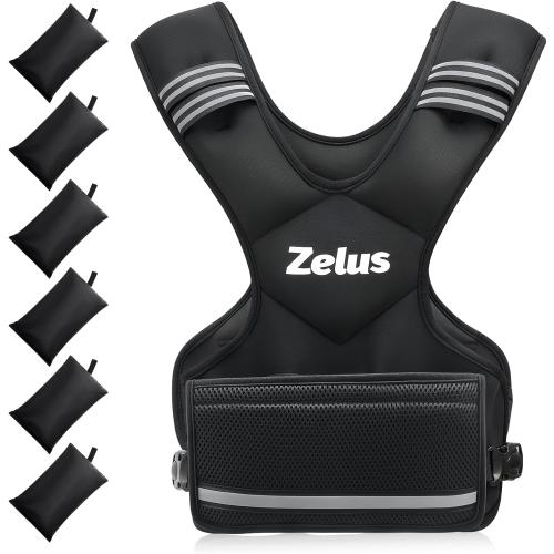 ZELUS Weighted Vest for Men and Women | 4-10lb/11-20lb/20-32lb Vest with 6 Ironsand Weights for Home Workouts | Adjustable Body Weight Vest Exercise Set for Cardio and Strength Training