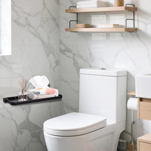 DEAYOU 2 Pack Folding Wall Shelf for Bathroom, 90° Fold Up Floating Shelf, Wall Mounted Drop Down Metal Shelves for RV, Campers, Laundry Room, Toilet Room, Kitchen, Waterproof, Space Saving, 15.7