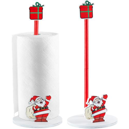 Namalu Christmas Santa Claus Paper Towel Holder with Round Base Rustic Christmas Decor for Kitchen and Bathroom Fun Paper Towel Holder Kitchen Paper Towel Dispenser for Countertop Women Toilet