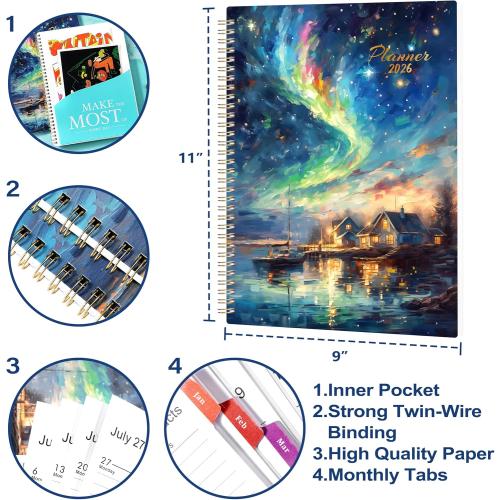 2026 Planner - 2026 Planner Weekly and Monthly from Jan. 2026 - Dec. 2026, Calendar 2026 Planners with Monthly Tabs and Inner Pocket, 8.5 x 11