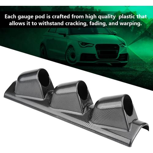 Gauge Pod, 52mm 2 Inch Universal Triple 3 Holes Meter Pillar Pod,Gauge Mount Pod,Universal Carbon Fiber three gauge holder Pod Holder Brat Duty Racing Sport (Dual (3 Holes