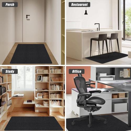 Sycoodeal Office Chair Mat for Hardwood Floor,Office Computer Gaming Chair Mat for Tile Floor,Large Floor Protector Rug,Anti-Slip,Easy to Clean,Pure Black(48x36)
