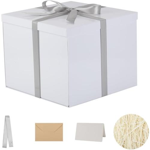 White Gift Box with Lid 7x7x6.5 Inches, for Presents Packaging
