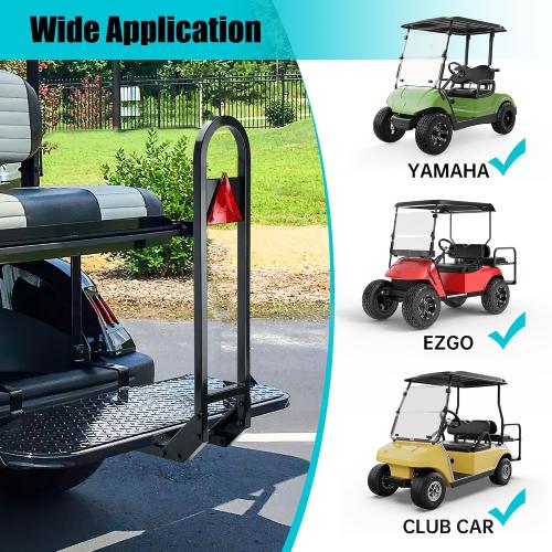 10L0L Golf Cart Rear Seat Grab Bar - Heavy Duty Safety Grab Bar w/Triangle Reflector for Rear Seat Passenger Security, Universal for Yamaha EZGO Club Car