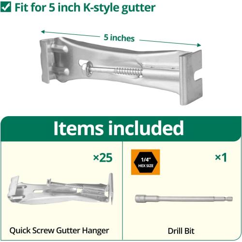 Benfar 25Pack 5in Gutter Hangers with Pre-Inserted Screw BR05
