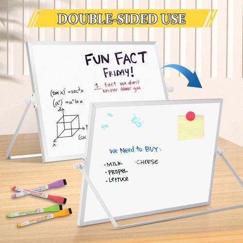 Double-Sided Magnetic White Board with Stand, 16 x 12