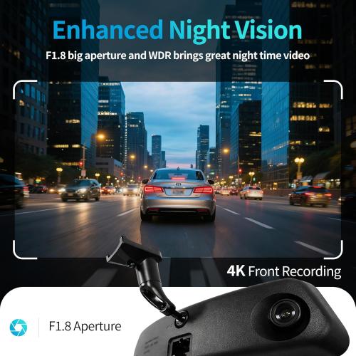 KCV 4K Rear Mirror Dash Cam for Ford F150 F250 F350 (2009-2025 with 16pin Auto dimming), Front 4K   Rear 1080P Camera, Integrated Replacement OEM Look, Plug & Play, Free 64GB Card