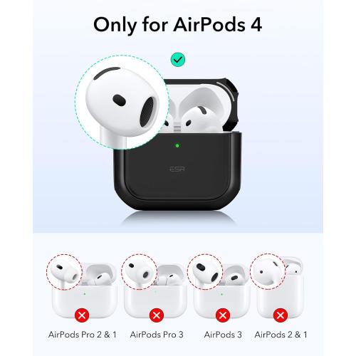 ESR for AirPods 4 Case, Compatible with AirPods 4th Generation Case (2024) (USB-C), Compatible with MagSafe, Drop Protection Cover with Lanyard, Magnetic Lid Lock, Orbit Hybrid Series, Black