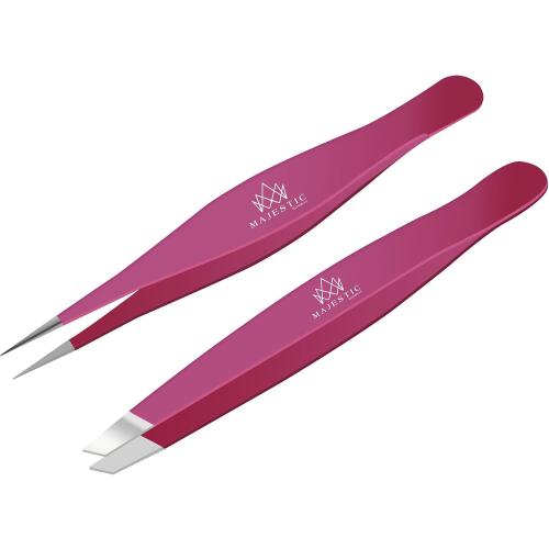 Majestic Bombay Fine Point   Slant Tweezers for Women and Men – Splinter Ticks, Facial, Brow and Ingrown Hair Removal–Sharp, Needle Nose, Surgical Tweezers Precision best tweezers for chin hair