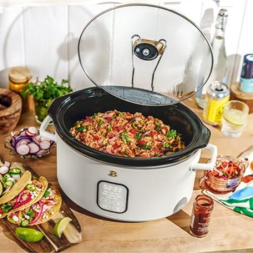 Beautiful 6 Qt Programmable Slow Cooker, White Icing by Drew Barrymore