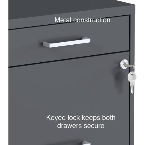 Staples 3-Drawer Vertical File Cabinet, Letter Size, Lockable, Charcoal