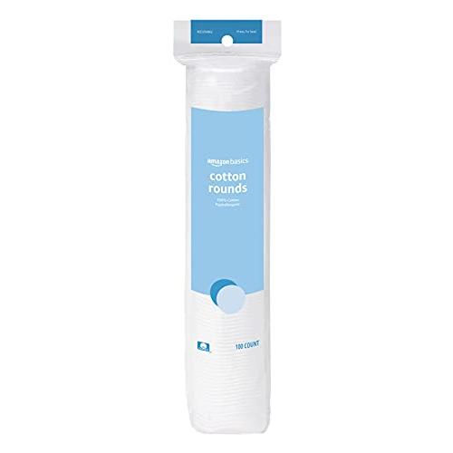 Amazon Basics Hypoallergenic 100% Cotton Rounds  600 Count (6 Packs of 100)