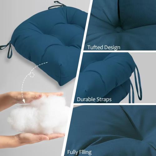Outdoor Chair Cushions , 19x19 Tufted Outdoor Seat Cushions, Waterproof Patio Furniture Cushions,Navy Blue