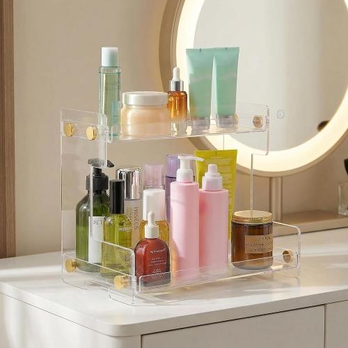 Bathroom Counter Organizer Acrylic Standing Holder Cosmetic Storage Perfume Shelf for Bathroom Bedroom Dressing Table1