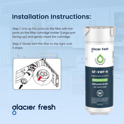 GLACIER FRESH XWFE (Built-in CHIP) Refrigerator Water Filter Pack of 1
