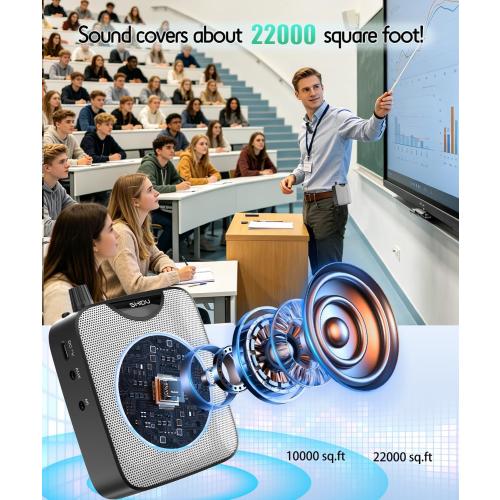 SHIDU 35W Voice Amplifier for Teachers Bluetooth Wireless Lavalier Mic