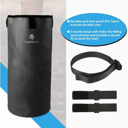 Hoof Soaking Boot for Horse, Waterproof PVC Hoof Soaker Bag with EVA Foam Pad, Secure 3-Strap Equine Icing & Soaking Boot for Hooves Care, Fits Most Hooves
