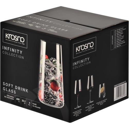 KROSNO Water Glasses Set of 4, 20.3 oz, Infinity Collection