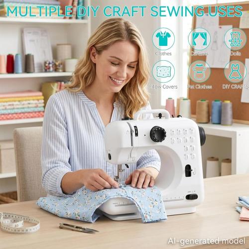 Mini Sewing Machine for Beginners, Portable with Dual Speed, 12 Stitches, Foot Pedal and Accessories Kit for Home Quick Repairs DIY Crafts & Gift, Black