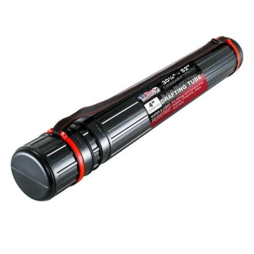 U.S. Art Supply Black Telescoping Drafting Tube - 4 Outside/3-3/4 Inside Diameter, Expands 30-1/4 to 52, Durable Protection with Shoulder Strap - Ideal for Posters, Blueprints, Art & More