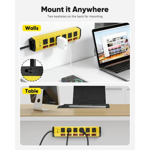 KeBen Heavy Duty Surge Protector,6 Outlets Individual Switches,25FT/15A