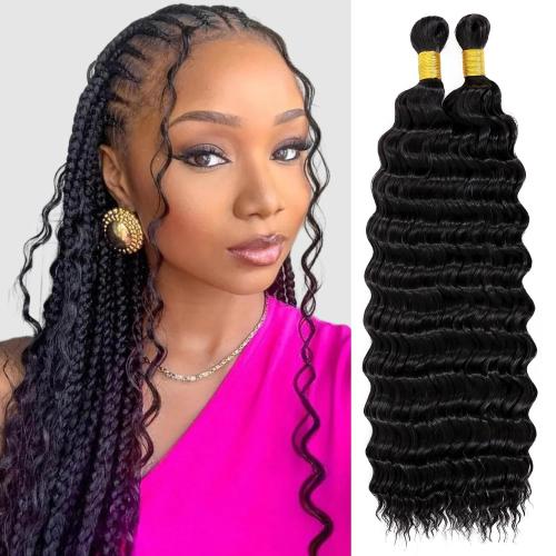 Eerya 18 Inch Deep Wave Curly Braiding Hair 2 Packs Boho Hair for Braiding
