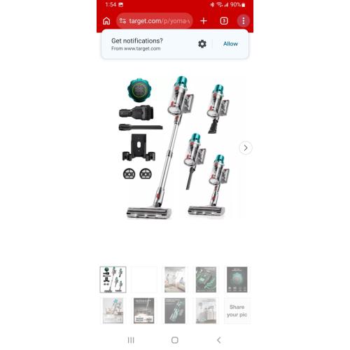 YOMA V6 Cordless Stick Vacuum Cleaner, 600W 50KPA, LED Touch Screen, 