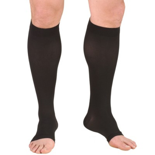 Truform 30-40 mmHg Compression Stockings for Men and Women, Knee High Length, Open Toe Beige Medium