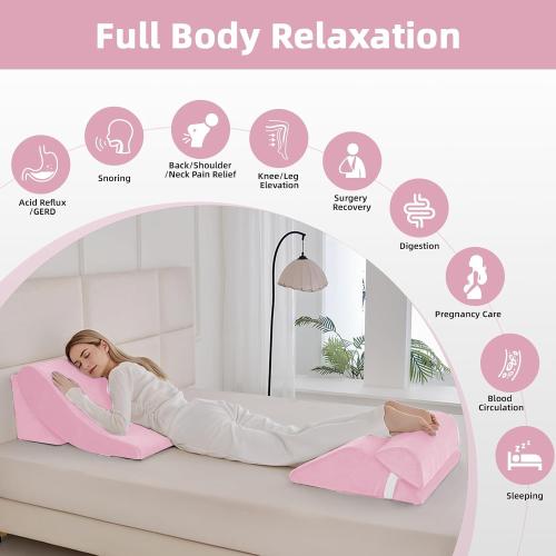 Wedge Pillow Set for After Surgery,Pink,5PCS-23.2