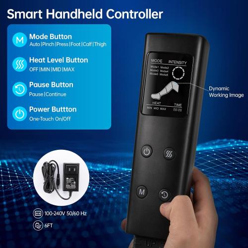 Leg Massager with Heat and Air Compression, Foot and Calf Massager for Circulation and Pain Relief, Sequential Compression Boots with 6 Modes, 9 Intensity, 3 Heat - Gifts for Mom, Dad, Woman