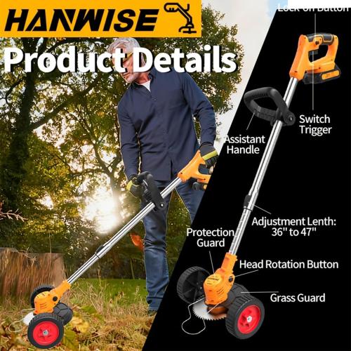 21V 4-in-1 Cordless Weed Trimmer & Grass Edger, Lightweight Lawn Tool with 1 Battery and Charger
